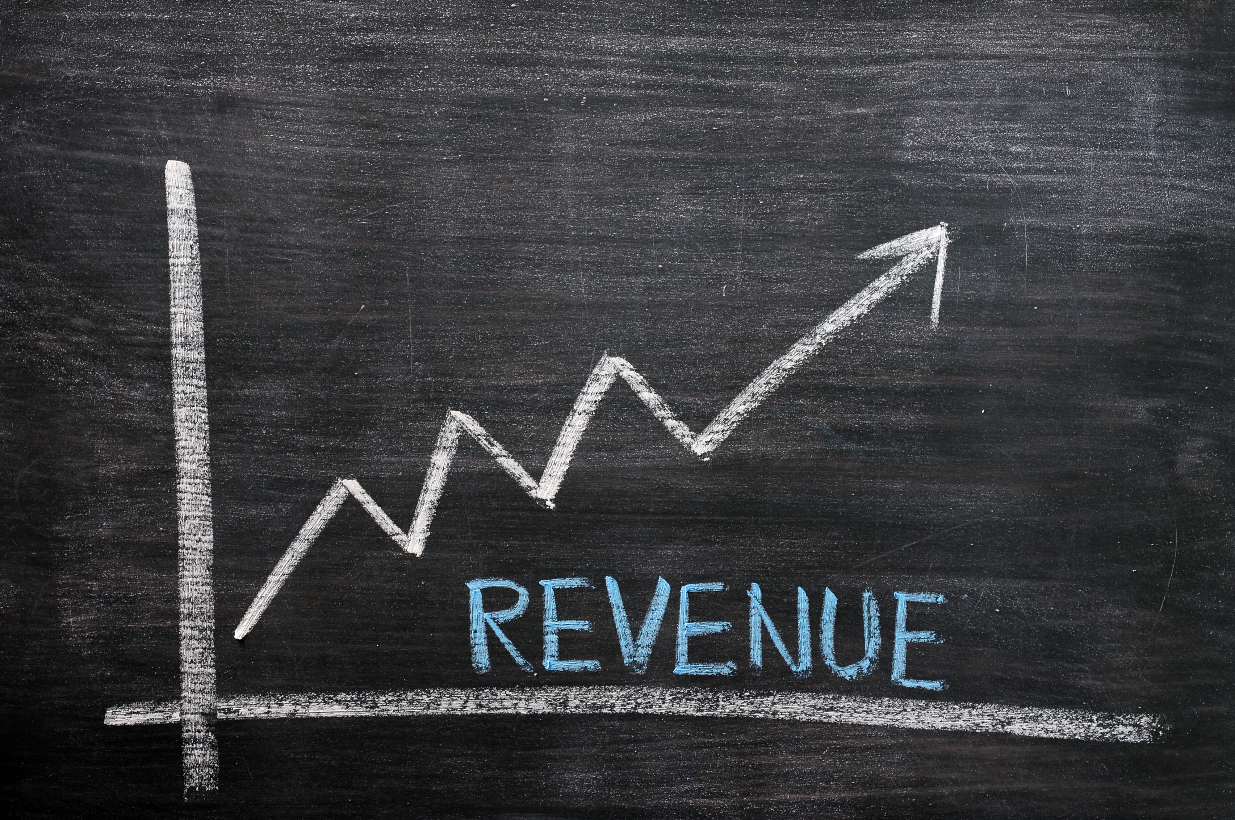 Chart of revenue progress on a chalkboard